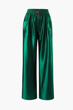 Satin Drawstring Wide Leg Pants>MICAS Discount