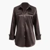 Satin Fake Pocket Long-Sleeve Shirt>MICAS New