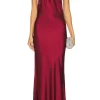 Satin Halter Neck Backless Sleeveless Maxi Dress>MICAS Outlet