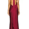 Satin Halter Neck Backless Sleeveless Maxi Dress>MICAS Outlet