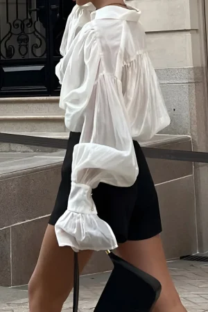 Satin Lantern Sleeve Long-Sleeve Shirt>MICAS Discount