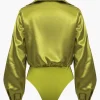 Satin Patchwork Long Sleeve Bodysuit>MICAS Sale