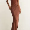 Satin Patchwork Sleeveless Maxi Dress>MICAS Fashion
