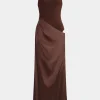 Satin Patchwork Sleeveless Maxi Dress>MICAS Fashion