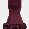 Satin Ruffle Hem Sleeveless Mini Dress>MICAS Hot
