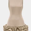 Satin Ruffle Hem Sleeveless Mini Dress>MICAS Hot