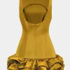 Satin Ruffle Hem Sleeveless Mini Dress>MICAS Hot