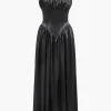 Satin Sleeveless Maxi Dress>MICAS Discount