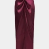 Satin Twist Knot Long Sleeve Top And Skirt Set>MICAS Hot