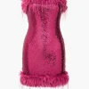 Sequin Feather Sleeveless Mini Dress>MICAS New