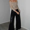 Sequin High Waisted Wide Leg Trousers>MICAS Best