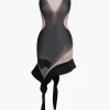 Sheer Abstract Mesh Asymmetric Mini Dress>MICAS Outlet