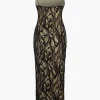 Sheer Lace Embroidered Slip Maxi Dress>MICAS New