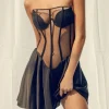 Sheer Mesh Corset Bustier Mini Dress>MICAS Clearance