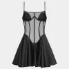 Sheer Mesh Corset Bustier Mini Dress>MICAS Clearance