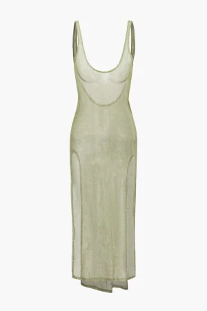 Sheer Mesh Slit Cover-up Dress>MICAS Discount