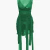 Sheer Mesh Wrap Tie Ribbon Mini Dress>MICAS Outlet