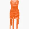 Sheer Mesh Wrap Tie Ribbon Mini Dress>MICAS Outlet