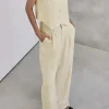 Sleeveless Button Vest And Wide Leg Pants Set>MICAS Outlet