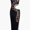 Snake Print Cut Out Sleeveless Slit Maxi Dress>MICAS Outlet