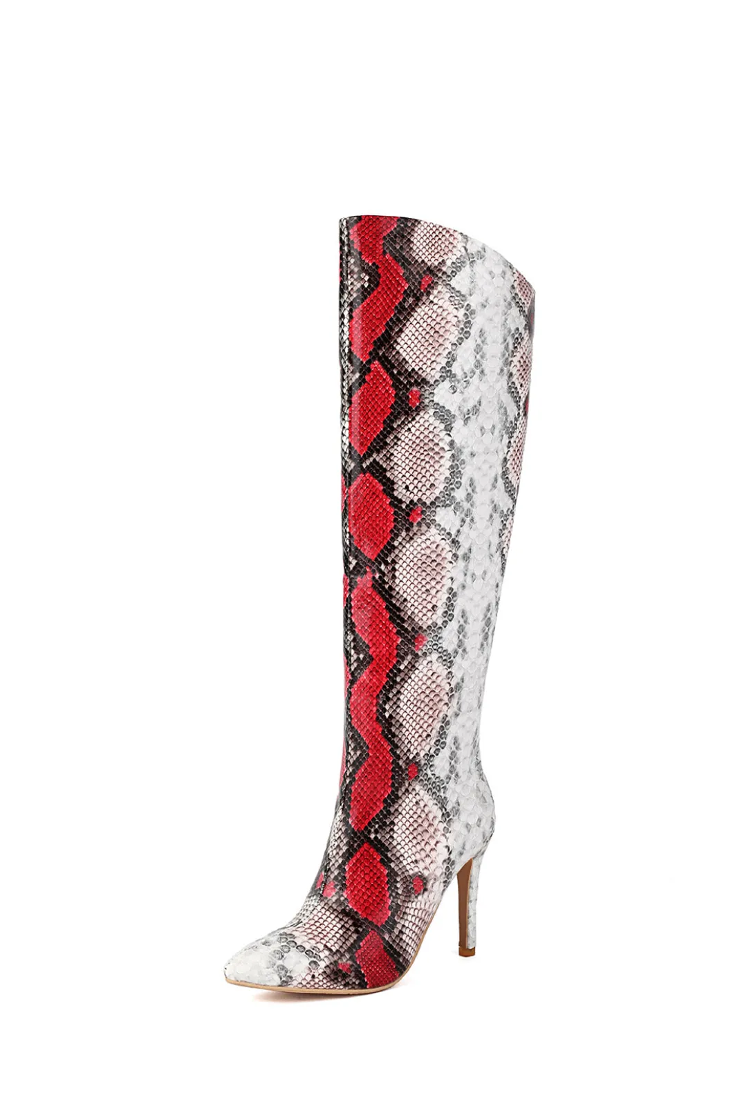Snake Skin Faux Leather High Heel Pointed Toe Over The Knee Boots>MICAS Best