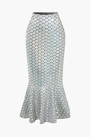 Snakeskin Mermaid Midi Skirt>MICAS Clearance