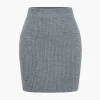 Solid Knit Button V-neck Top And Mini Skirt Set>MICAS Sale