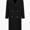 Solid 100% Wool Button Pocket Coat>MICAS Outlet