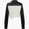 Solid Asymmetrical Faux Leather Patchwork Pocket Long-Sleeve Shirt>MICAS Outlet