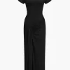 Solid Asymmetrical Knot Maxi Dress>MICAS Hot