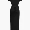 Solid Asymmetrical Knot Maxi Dress>MICAS Hot