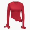 Solid Asymmetrical Long-Sleeve Top>MICAS Online