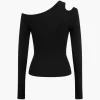 Solid Asymmetrical Long-Sleeve Top>MICAS Discount