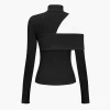Solid Asymmetrical Long-Sleeve Top>MICAS Discount