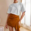 Solid Asymmetrical Mini Skirt>MICAS Clearance