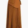 Solid Asymmetrical Pleated Skirt>MICAS Fashion