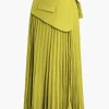 Solid Asymmetrical Pleated Skirt>MICAS Fashion