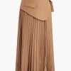 Solid Asymmetrical Pleated Skirt>MICAS Fashion