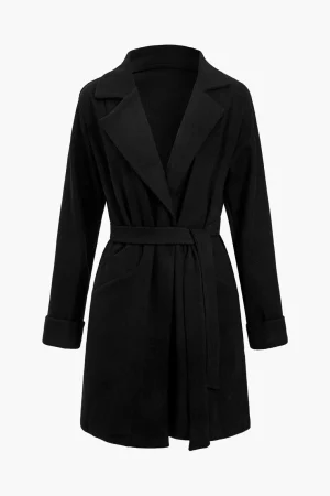 Solid Asymmetrical Tie-Up Coat>MICAS Hot