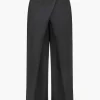 Solid Asymmetrical Wrap Belted Trousers>MICAS New