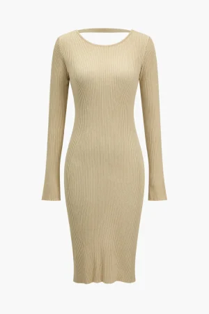 Solid Backless Knit Mini Dress>MICAS Hot