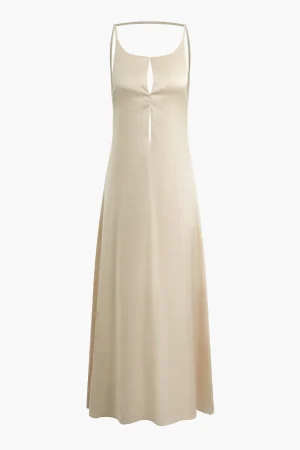 Solid Backless Slip Maxi Dress>MICAS Outlet