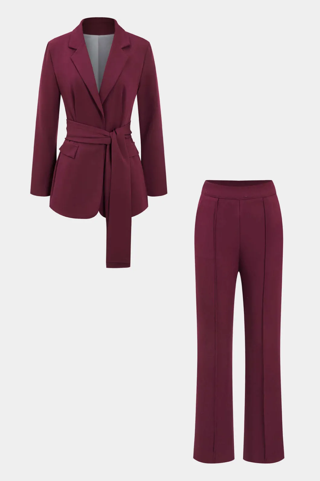 Solid Belt Blazer And Pants Set>MICAS Best