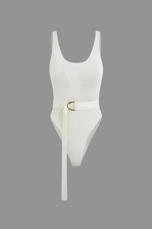 Solid Belted Back Tie Bodysuit>MICAS Discount