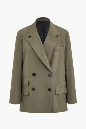 Solid Blazer Double Breasted Pocket>MICAS Outlet