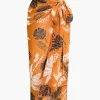 Solid Bodysuit And Leaves Print Knot Wrap Skirt Set>MICAS Hot