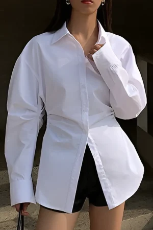 Solid Button Long-Sleeve Shirt>MICAS Online