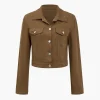 Solid Button Pocket Denim Outerwear>MICAS New