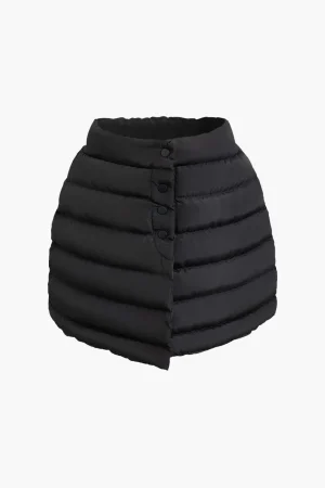 Solid Button Up Puffer Mini Skirt>MICAS Clearance