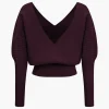 Solid Button V-Neck Sweater Long-Sleeve Top>MICAS Clearance